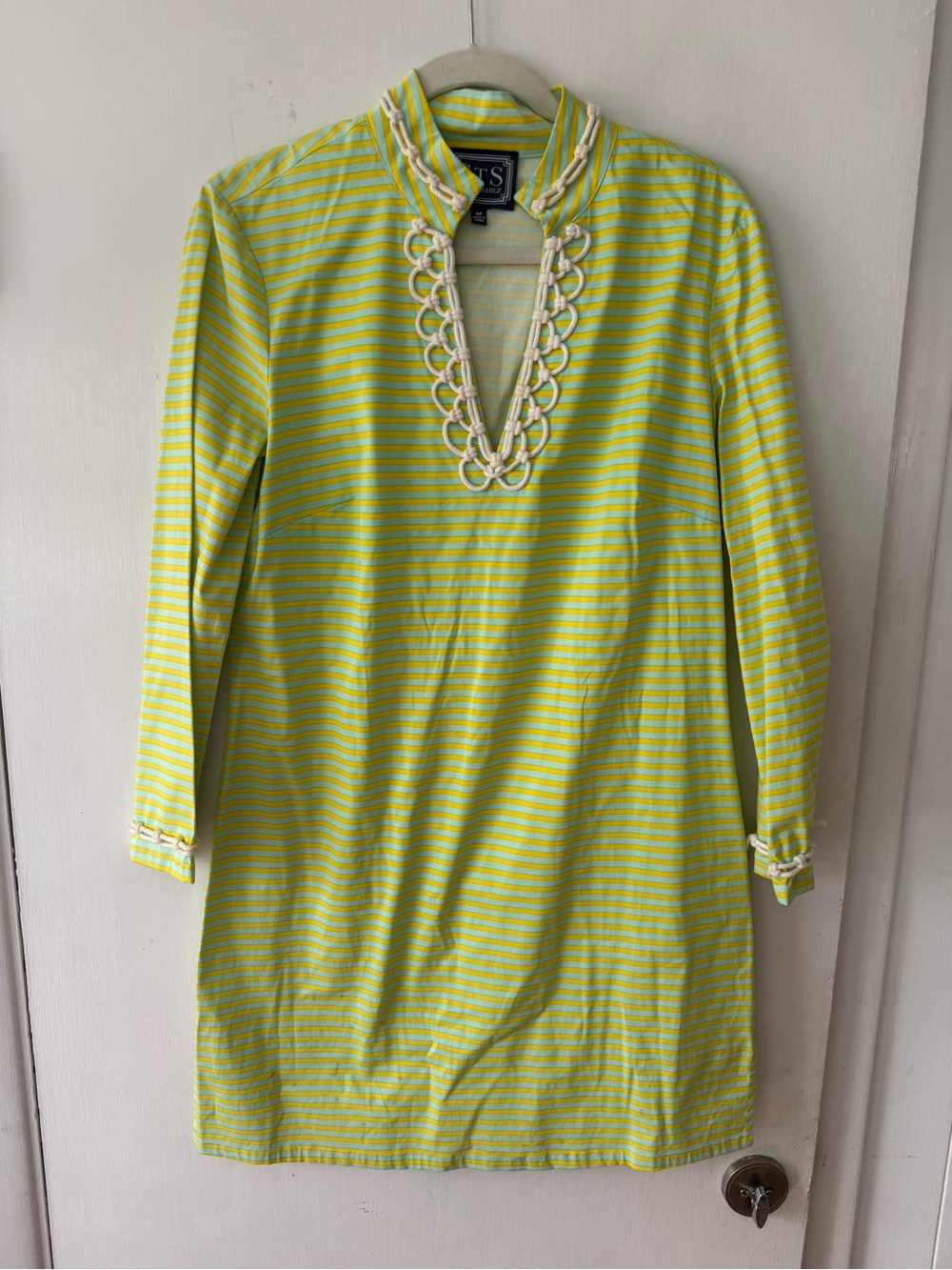 Sail to Sable Lime Green and White Striped Tunic